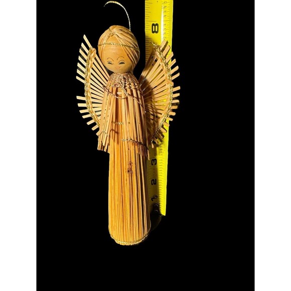 VTG wicker Wood Angel Christmas Ornaments Hand Made 8” Christmas Home Decor 70s - Picture 5 of 10